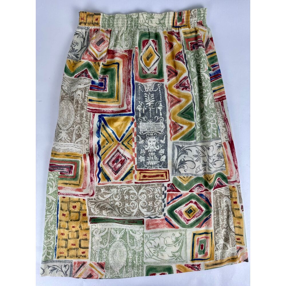 Vintage BonWorth Size Small Cotton Grecian Patchwork Skirt Set Safari Coastal - Picture 10 of 13
